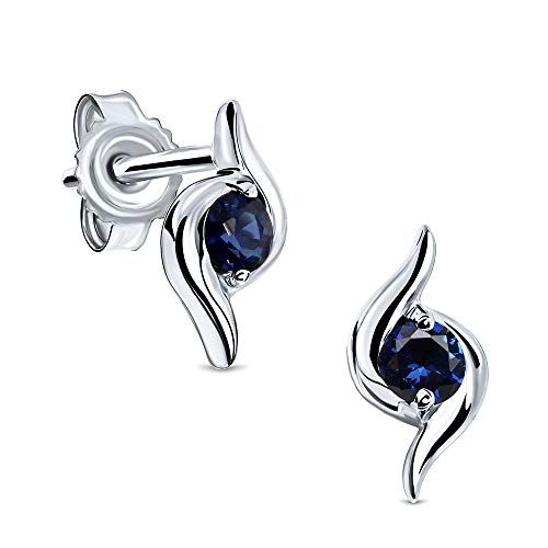 Miore Ohrringe Damen runde Ohrstecker mit Edelstein/Geburtsstein Saphir in blau aus Weißgold 9 Karat / 375 Gold, Ohrschmuck Miore Ohrringe Damen runde Ohrstecker mit Edelstein/Geburtsstein Saphir in blau aus Weißgold 9 Karat / 375 Gold, Ohrschmuck von MIORE