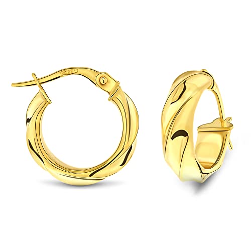 Miore Ohrringe Damen runde glänzende Creolen mit Twist Design aus Gelbgold 14 Karat / 585 Gold, Ohrschmuck von MIORE