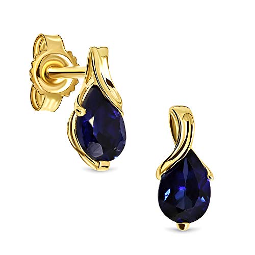 Miore Ohrringe Damen tropfen Ohrhänger mit Edelstein/Geburtsstein Saphir in Blau aus Gelbgold 9 Karat / 375 Gold, Ohrschmuck Miore Ohrringe Damen tropfen Ohrhänger mit Edelstein/Geburtsstein Saphir in Blau aus Gelbgold 9 Karat / 375 Gold, Ohrschmuck von MIORE