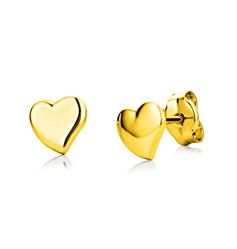 Miore Ohrringe Kinder Mädchen Gelbgold 18 Karat / 750 Gold Ohrstecker mit Herz von MIORE
