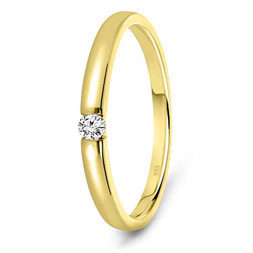 MIORE Ring Damen 0.05 Ct Solitär Diamant Verlobungsring aus Gelbgold 8 Karat / 333 Gold, Schmuck von MIORE