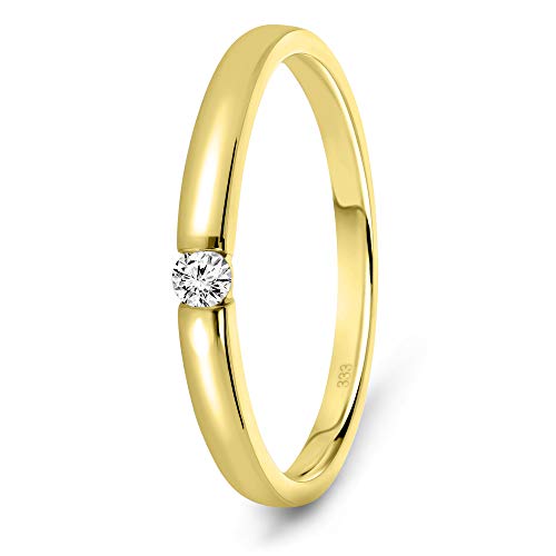 Miore Ring Damen 0.05 Ct Solitär Diamant Verlobungsring aus Gelbgold 8 Karat / 333 Gold, Schmuck von MIORE