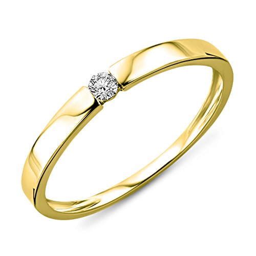 MIORE Ring Damen 0.05 Ct Solitär Diamant Verlobungsring aus Gelbgold 9 Karat / 375 Gold, Schmuck von MIORE