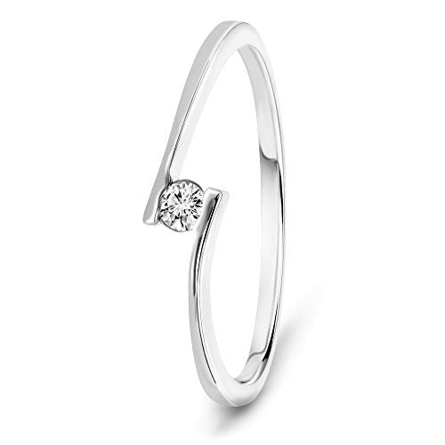 MIORE Ring Damen 0.05 Ct Solitär Diamant Verlobungsring aus Weißgold 9 Karat / 375 Gold, Schmuck von MIORE