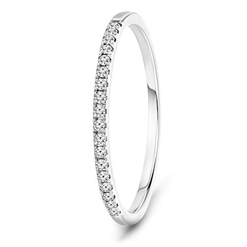 Miore Schmuck Damen 0.08 Ct Diamant Ewigkeitsring mit Brillanten Hochzeitsring aus Weißgold 9 Karat/ 375 Gold von MIORE