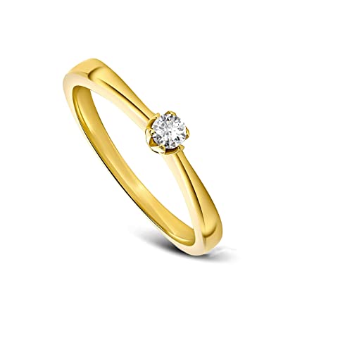 Miore Ring Damen 0.09 Ct Solitär Diamant Verlobungsring aus Gelbgold 9 Karat / 375 Gold, Schmuck von MIORE