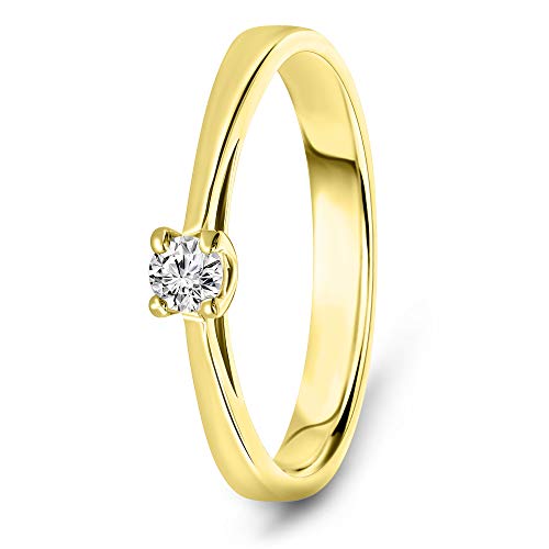 Miore Ring Damen 0.10 Ct Solitär Diamant Verlobungsring aus Gelbgold 14 Karat / 585 Gold, Schmuck von MIORE
