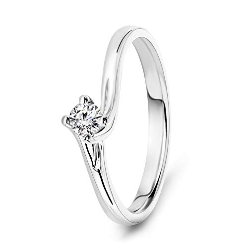 MIORE Ring Damen 0.12 Ct Solitär Diamant Verlobungsring aus Weißgold 18 Karat / 750 Gold, Schmuck von MIORE