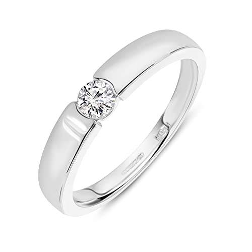 Miore Ring Damen 0.13 Ct Solitär Diamant Verlobungsring aus Weißgold 14 Karat / 585 Gold, Schmuck von MIORE