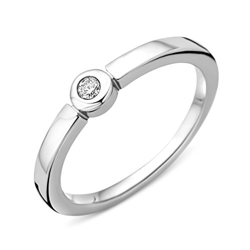 Miore Ring Damen 925 Sterling Silber Solitär Verlobungsring Diamant Brillianten 0.05 ct von MIORE