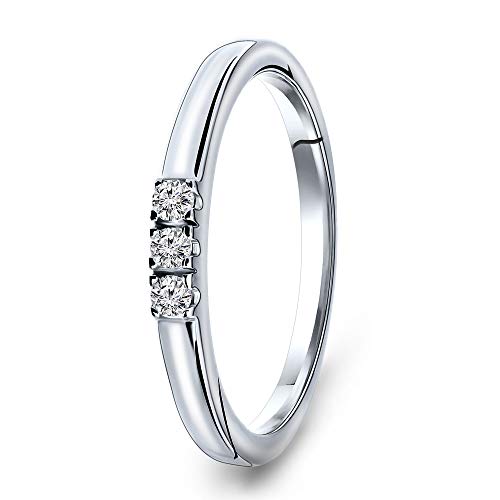 Miore Ring Damen Diamant Trilogy Verlobungsring Weißgold 9 Karat / 375 Gold Diamanten Brillanten 0.09 Ct, Schmuck von MIORE