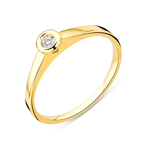 Miore Ring Damen Solitär Diamant Verlobungsring Gelbgold 9 Karat / 375 Gold Diamant Brillant 0.05 Ct, Schmuck von MIORE