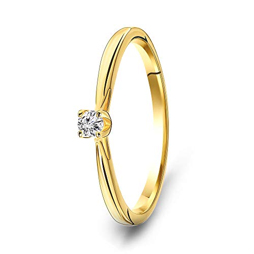 Miore Ring Damen Solitär Diamant Verlobungsring Gelbgold 9 Karat / 375 Gold Diamant Brillant 0.07 Ct, Schmuck von MIORE