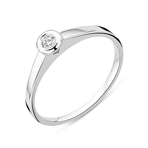 Miore Ring Damen Solitär Diamant Verlobungsring Weißgold 9 Karat / 375 Gold Diamant Brillant 0.05 Ct, Schmuck von MIORE