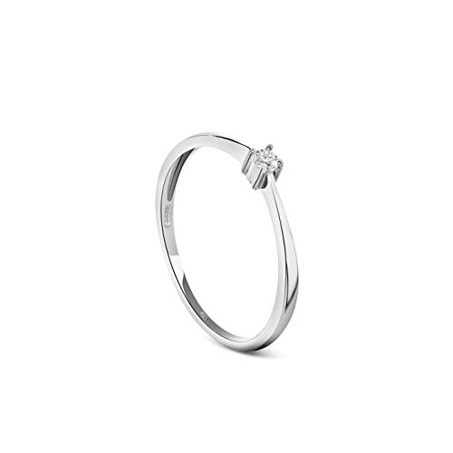 MIORE Schmuck Damen 0.05 Ct Diamant Verlobungsring mit Solitär Brillant Ring aus Weißgold 9 Karat/ 375 Gold von MIORE