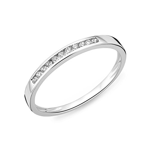 Miore Ring Damen Weißgold Diamant Hochzeitsband 14KT (585) mit Diamant Brillanten 0.10 ct von MIORE