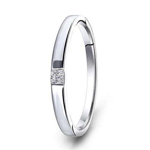 Miore Ring für Damen Schmuck Weißgold 9 Karat/ 375 Gold Diamant Solitär VerlobungsRing für mit Diamant Prinzessschliff 0.06 ct von MIORE