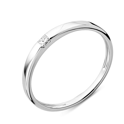 Miore Ring für Damen Schmuck Weißgold 9 Karat/ 375 Gold Diamant Solitär VerlobungsRing für mit Diamant Prinzessschliff 0.06 ct von MIORE