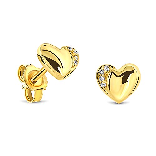 Miore Schmuck Damen 0.02 Ct Diamant Ohrringe Herz Ohrstecker mit Brillanten aus Gelbgold 18 karat/ 750 Gold Miore Schmuck Damen 0.02 Ct Diamant Ohrringe Herz Ohrstecker mit Brillanten aus Gelbgold 18 karat/ 750 Gold von MIORE