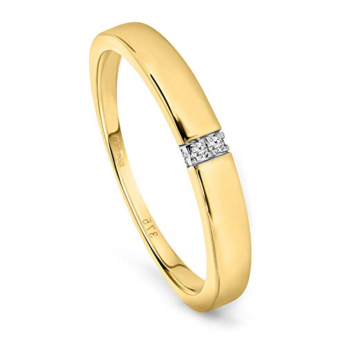 Miore Schmuck Damen 0.02 Ct Diamant Verlobungsring mit 4 Diamanten Brillanten Ring aus Gelbgold 9 Karat / 375 Gold von MIORE