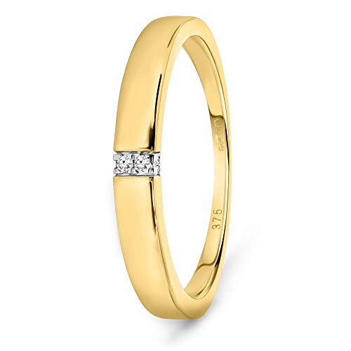 MIORE Schmuck Damen 0.02 Ct Diamant Verlobungsring mit 4 Diamanten Brillanten Ring aus Gelbgold 9 Karat / 375 Gold von MIORE