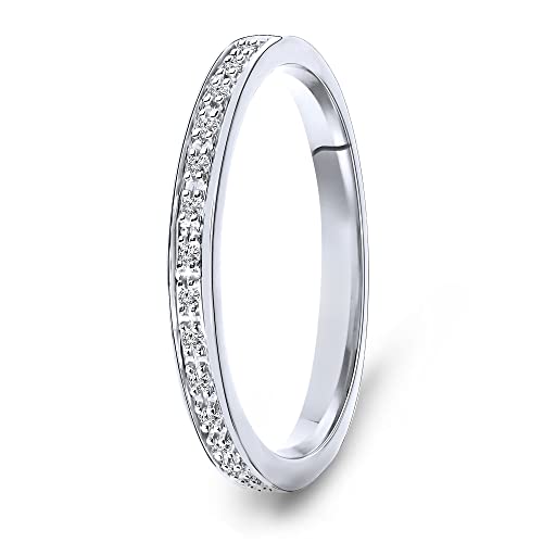 Miore Schmuck Damen 0.05 Ct Diamant Ewigkeitsring mit 16 Diamanten Brillanten Ring aus Weißgold 14 Karat /585 Gold von MIORE