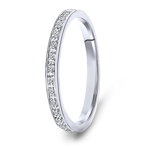 MIORE Schmuck Damen 0.05 Ct Diamant Ewigkeitsring mit 16 Diamanten Brillanten Ring aus Weißgold 14 Karat /585 Gold von MIORE