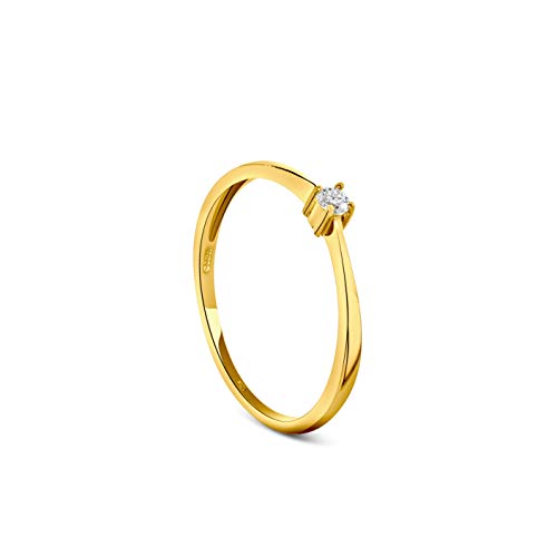 Miore Schmuck Damen 0.05 Ct Diamant Verlobungsring mit Solitär Brillant Ring aus Gelbgold 9 Karat/ 375 Gold (48) von MIORE