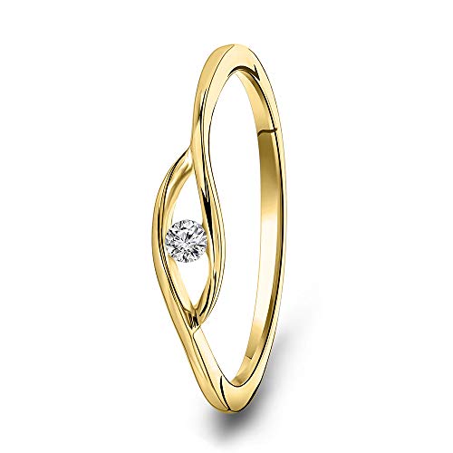 MIORE Schmuck Damen 0.05 Ct Solitär Diamant Verlobungsring Ring aus Gelbgold 9 Karat / 375 Gold von MIORE