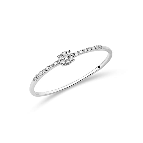 MIORE Schmuck Damen 0.06 Ct Diamant Verlobungsring mit 21 Diamanten/Brillanten Ring aus Weißgold 9 Karat / 375 Gold von MIORE