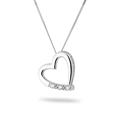 MIORE Schmuck Damen 0.08 Ct Diamant Halskette mit Kettenanhänger Herz mit 3 Diamanten Brillanten Kette aus Weißgold 14 Karat / 585 Gold MIORE Schmuck Damen 0.08 Ct Diamant Halskette mit Kettenanhänger Herz mit 3 Diamanten Brillanten Kette aus Weißgold 14 Karat / 585 Gold von MIORE