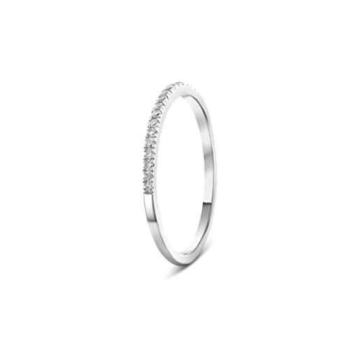 Miore Schmuck Damen 0.09 Ct Diamant Eternity/Ewigkeitsring mit 18 Diamanten Brillanten Ring aus Weißgold 14 Karat / 585 Gold von MIORE