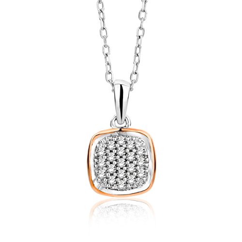 MIORE Schmuck Damen 0.10 Ct Diamant Halskette mit Bicolor Kettenanhänger Viereck und 19 Diamanten Brillanten Kette aus Weißgold 9 Karat / 375 Gold MIORE Schmuck Damen 0.10 Ct Diamant Halskette mit Bicolor Kettenanhänger Viereck und 19 Diamanten Brillanten Kette aus Weißgold 9 Karat / 375 Gold von MIORE
