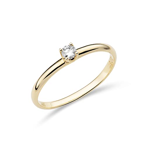 MIORE Solitär Verlobungsring Damen mit Diamant Brillant 0.10ct aus Gelbgold 9 Karat 375 Gold Schmuck Damen mit schmuckkästchen von MIORE