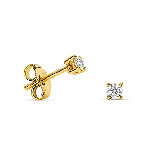 Miore Schmuck Damen 0.15 Ct Diamant Ohrringe Solitär Brillant Ohrstecker aus Gelbgold 14 Karat / 585 Gold - Diamant Farbe H Klarheit VS von MIORE