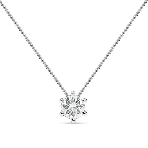 Miore Schmuck Damen 0.20 Ct Diamant Halskette mit Kettenanhänger Solitär Diamant Brillant Kette aus Weißgold 14 Karat / 585 Gold von MIORE