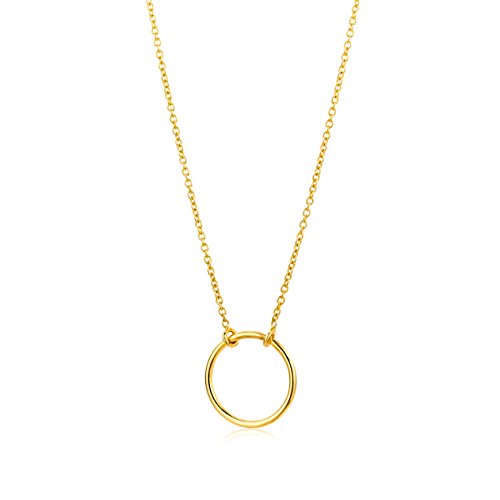 MIORE Schmuck Damen Halskette mit Kettenanhänger Kreis Kette aus Gelbgold 9 Karat / 375 Gold von MIORE