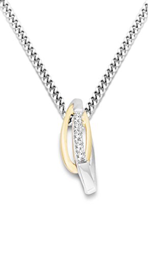 Miore Damen-Anhänger 9 Karat Gelbgold/Silber Zirkonia, 45cm 925 Silber Kette MH9048SN von MIORE