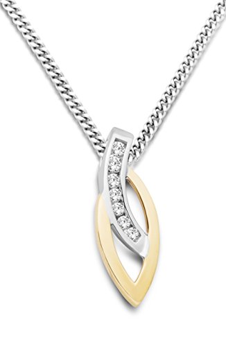 Miore Damen-Anhänger 9 Karat Gelbgold/Silber Zirkonia, 45cm 925 Silber Kette MH9049SN von MIORE