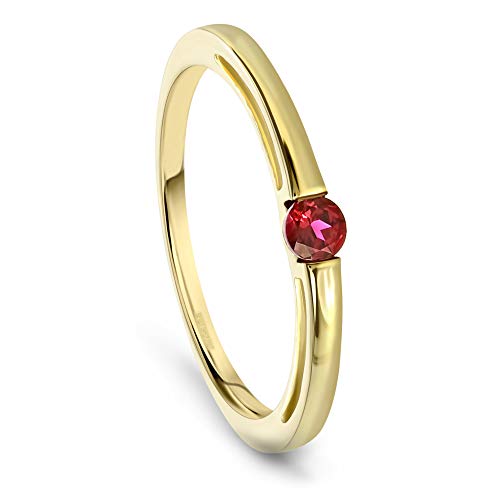 MIORE Schmuck Damen Verlobungsring mit Edelstein/Geburtsstein Rubin in rot Ring aus Gelbgold 14 Karat/ 585 Gold von MIORE