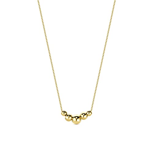 MIORE Schmuck für Damen Collier Halskette mit 5 Kugeln Anhängern klassische Anker Kette aus Gelbgold 9 Karat 375 Gold, Länge 40-42 cm verstellbar von MIORE