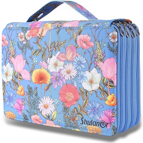 Farbiges Federmäppchen, 200 Fächer, Stiftetasche, Organizer, großes Fassungsvermögen, mit praktischer Verpackung, tragbarer, mehrschichtiger Halter for Aquarellstifte und Gelstift-Marker ( Color : Blu von MIOTEQ