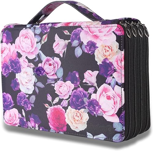 Farbiges Federmäppchen – 200 Fächer, farbiges Federmäppchen, Organizer-Halter mit Reißverschluss for Farbstifte oder Marker (Color : Purple Rose) von MIOTEQ