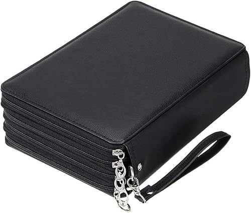 MIOTEQ Buntstiftetui, 200 Fächer, Stifthalter, Stifttasche, großes Fassungsvermögen, Bleistift-Organizer mit Tragegriff, praktische Buntstiftbox (Color : Black) von MIOTEQ