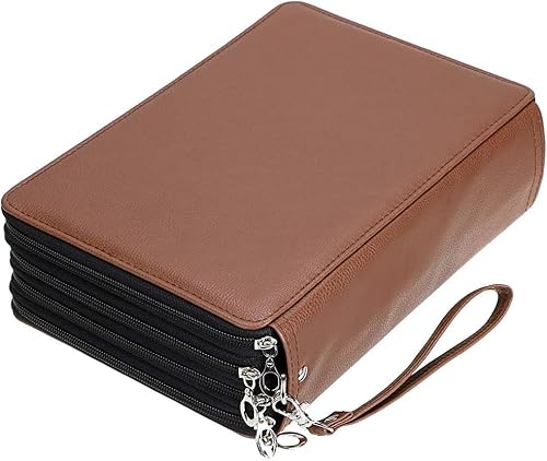 MIOTEQ Buntstiftetui, 200 Fächer, Stifthalter, Stifttasche, großes Fassungsvermögen, Bleistift-Organizer mit Tragegriff, praktische Buntstiftbox (Color : Brown) von MIOTEQ