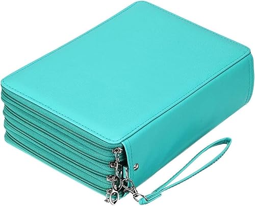 MIOTEQ Buntstiftetui, 200 Fächer, Stifthalter, Stifttasche, großes Fassungsvermögen, Bleistift-Organizer mit Tragegriff, praktische Buntstiftbox (Color : Green) von MIOTEQ