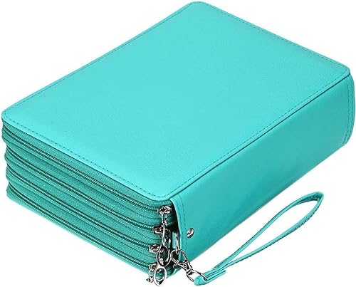 MIOTEQ Buntstiftetui, 200 Fächer, Stifttasche, Organizer mit praktischer Verpackung, tragbar, mehrschichtiger Halter for Buntstifte und Gelstifte (Color : Green) von MIOTEQ