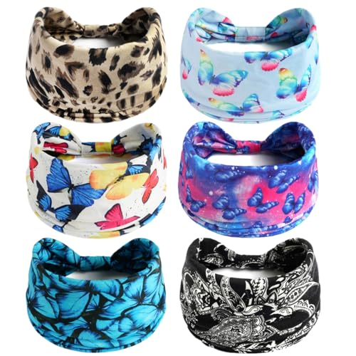 6 Stück Stirnbänder für Frauen Haar UK Kopftücher Breite Weiche Damen Stirnband Boho Mode Bandanas Knoten Erwachsene Haarbänder Elastische Sport Laufen Yoga Kopf Wraps (P6ButerCaseA) von MIQIQAO