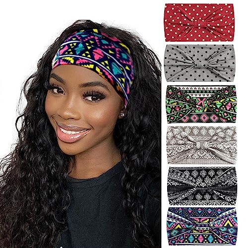 6 Stück Stirnbänder für Frauen Haar UK Kopftücher Breite Weiche Damen Stirnband Boho Mode Bandanas Knoten Erwachsene Haarbänder Elastische Sport Laufen Yoga Kopf Wraps (P6WAfca) von MIQIQAO