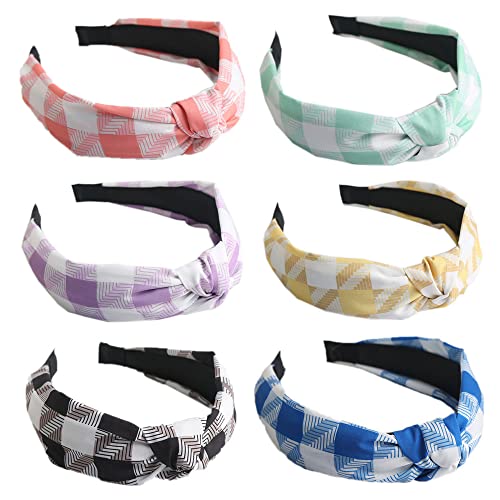 6Pcs Frauen Stirnband gekreuzt geknotet Wide-brimmed Haarbänder Mode kleine Blumen Stirnband Haarschmuck für Frauen und Mädchen (hairband_6caigezi) von MIQIQAO